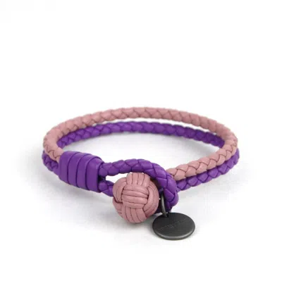 Pre-owned Bottega Veneta Women's Purple / Pink Braided Leather Bracelet () In Multi