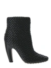 Bottega Veneta Dark Brown Leather Atomic Ankle Boots In Black