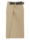 Bottega Veneta Women's Rear Slit Midi Skirt In Nude & Neutrals