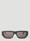 Bottega Veneta Black Bolt Stone-effect Rectangle-frame Sunglasses In Black