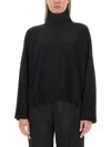 Bottega Veneta Women Dark Blue Turtleneck Wool Sweater In White