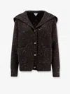 Bottega Veneta Ribbed Cardigan With Wide Neck In Brown