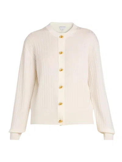 Bottega Veneta Women's Rib-knit Wool Cardigan In White