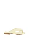 Bottega Veneta Women Pastel Yellow Leather Riva Slippers In Yellow