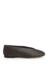 Bottega Veneta Micro Woven Nappa Leather Ballerina Flats In Brown
