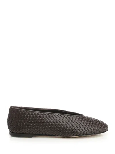 Bottega Veneta Micro Woven Nappa Leather Ballerina Flats In Pink