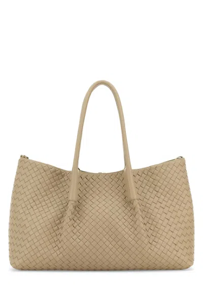 Bottega Veneta Women Sand Leather Pinacoteca Shopping Bag In Brown