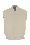 Bottega Veneta Twill Vest With Ribbed Collar And Hem In Neutral