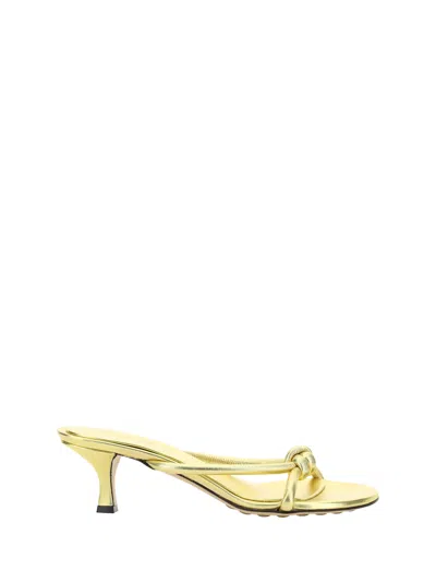 Bottega Veneta Slip-on Heeled Sandals In Gold