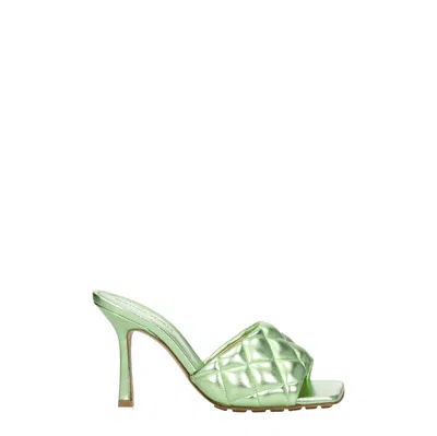 Bottega Veneta Lightly Padded Nappa Leather Sandals With 9.5 Cm Heel In Green