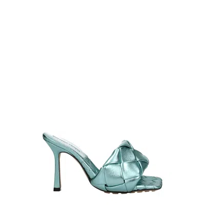Bottega Veneta Women's Sandals Sky Blue/ice Moon Leather In Green