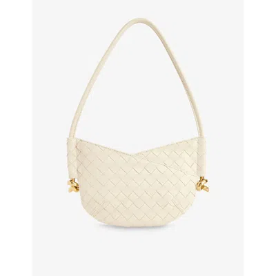 Bottega Veneta Womens Sea Salt-m Brass Knot Leather Shoulder Bag