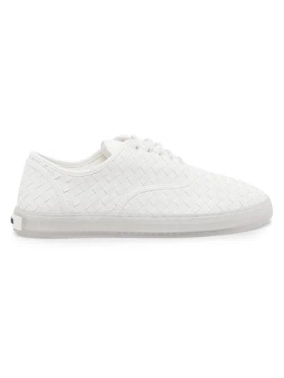 Bottega Veneta Serena Intrecciato Leather Sneakers In White