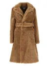 Bottega Veneta Women Camel Shearling Coat