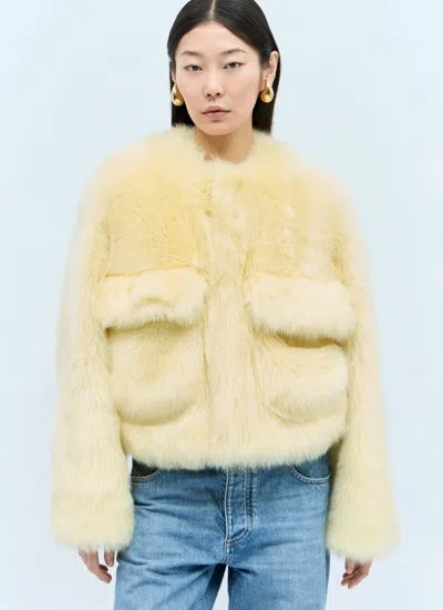 Bottega Veneta Women Shearling Cropped Jacket In Yellow