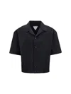 Bottega Veneta Fine Wool Crop Shirt In Blue