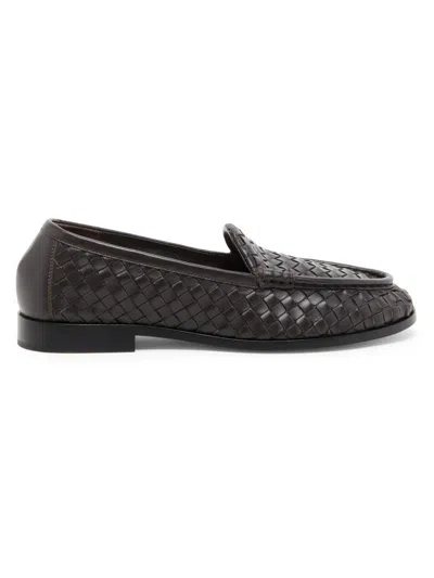 Bottega Veneta Women's Silenzio Intrecciato Leather Loafers In Brown