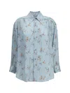 Bottega Veneta Women Silk Floral Shirt In Blue
