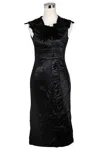 Bottega Veneta Women's Silk Pattern Black Wool Polyamide Dress Ruffle Detail (42) In Black