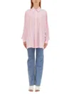 Bottega Veneta Striped Silk Shirt In Pink