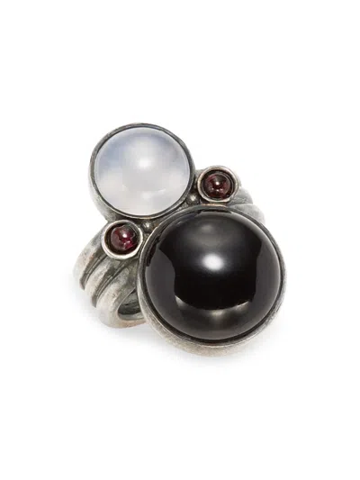 Bottega Veneta Women's Silvertone Ring In Black
