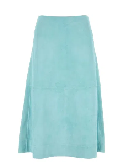BOTTEGA VENETA WOMEN'S SKIRT SUEDE LIGHT BLUE