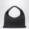 Bottega Veneta Women Small Hop Shoulder Bag In Graphite Suede In Gray