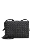 Bottega Veneta Loop Intrecciato Leather Crossbody Bag In Black