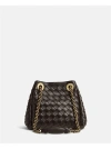 Bottega Veneta Black Intrecciato Leather Two-way Handbag In Brown
