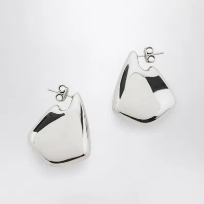 Bottega Veneta Women Small Silver Fin Earrings In Metallic