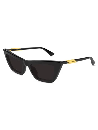 Bottega Veneta Women's Snap Ribbon 53mm Cat-eye Sunglasses In Black