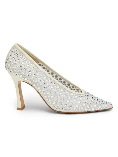 BOTTEGA VENETA WOMEN'S SOFIA 90MM CRYSTAL-EMBELLISHED LEATHER PUMPS