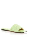 Bottega Veneta Women's Square Toe Quilted Slide Sandals In Army