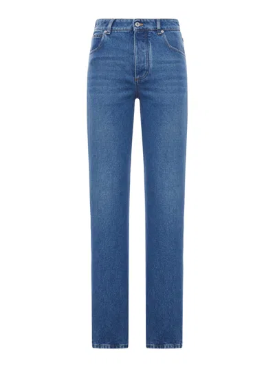 Bottega Veneta Women Straight Leg Medium Wash Jeans In Blue