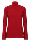 Bottega Veneta Stretch Cotton Jersey Turtleneck Top Clothing In Red
