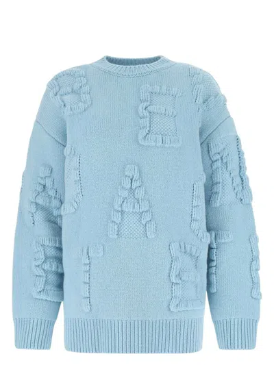 BOTTEGA VENETA WOMEN'S STRETCH WOOL BLEND SHETLAND ALPHABET OVERSIZE SWEATER