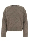 Bottega Veneta Ribbed Wool Blend Sweater With Intrecciato Motif In Grey