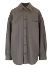 Bottega Veneta Women Stretch Wool Tricotine Overshirt In Gray