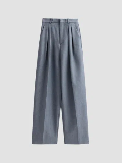 Bottega Veneta Women's Stripe Wool-mohair Pleated Trousers In Blue