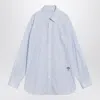 Bottega Veneta Women Striped Cotton Poplin Shirt In Blue