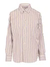 Bottega Veneta Women Striped Cotton Poplin Shirt In Multi