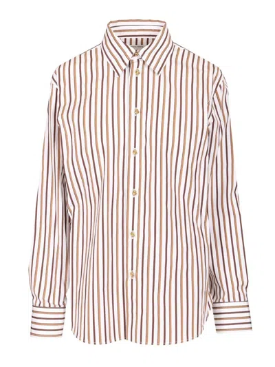 Bottega Veneta Women Striped Cotton Poplin Shirt In Multi