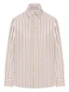 Bottega Veneta Knot-button Striped Cotton Button-down Shirt In White