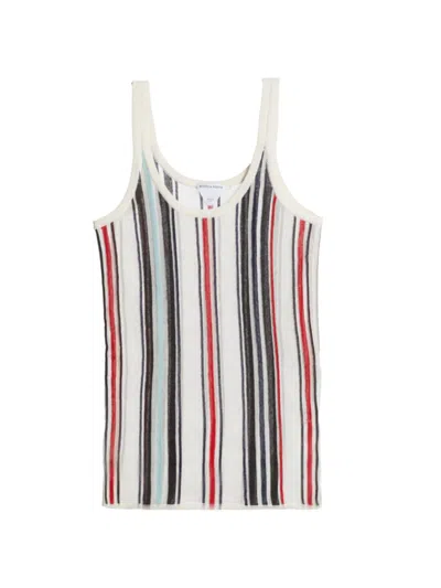 Bottega Veneta Women's Striped Knit Scoopneck Tank Top In Dove Abyss Scarlet