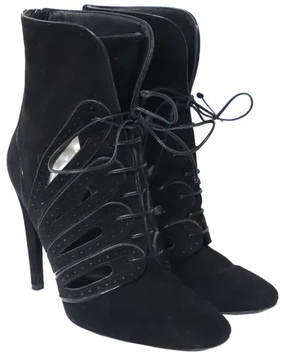 Pre-owned Bottega Veneta Women's Suede Cutout Lace-up Detail Bootie (authentic Pre-  Loved)
