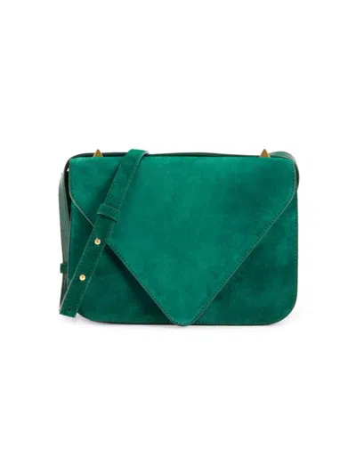 Bottega Veneta Women's Suede Envelope Crossbody Bag In Green
