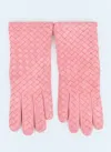 Bottega Veneta Suede Intrecciato Gloves In Pink