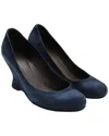 Bottega Veneta Women's Suede Round Toe Wedge (authentic Pre-loved) In Blue