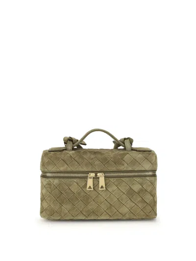 Bottega Veneta Women Suede Vanity Case Shoulder Bag In Green