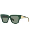 Bottega Veneta Engraved Logo Acetate Square Sunglasses In Green
